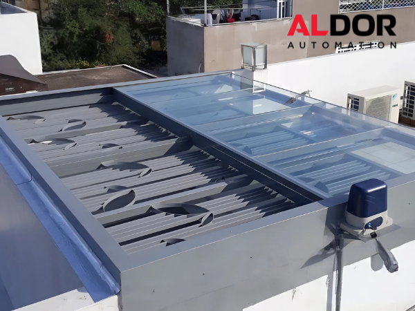 Mái Kính Giếng Trời Tự Động Mở Trượt